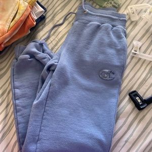 blue champion sweatpants, thick will keep you warm, small